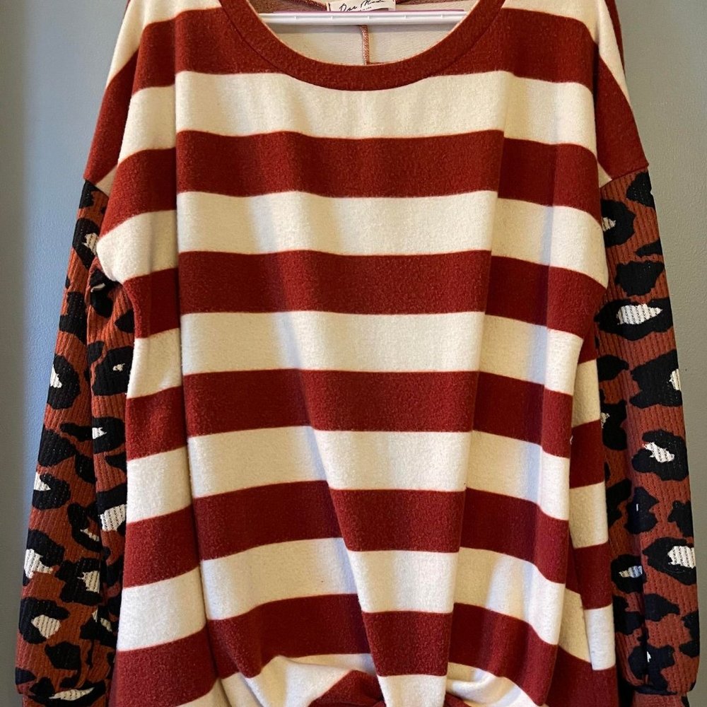 Leopard and Stripe long sleeve top